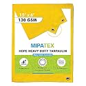 Mipatex Tarpaulin Sheet Waterproof Heavy Duty 15ft x 6ft, Poly Tarp with Aluminium Eyelets Every 3 feet - Multipurpose 130 GSM Plastic Cover for Truck, Home Roof, Rain, Outdoor or Sun (Yellow)