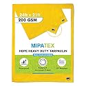 Mipatex Tarpaulin Sheet Waterproof Heavy Duty 24ft x 21ft, Poly Tarp with Aluminium Eyelets Every 3 feet - Multipurpose 200 GSM Plastic Cover for Truck, Home Roof, Rain, Outdoor or Sun (Yellow)