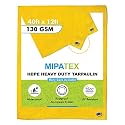 Mipatex Tarpaulin Sheet Waterproof Heavy Duty, Poly Tarp with Aluminium Eyelets Every 3 feet - Multipurpose Plastic Cover for Truck, Roof, Rain, Outdoor or Sun (Yellow) (130 GSM, 5ft x 6ft)