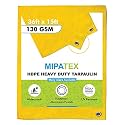 Mipatex Tarpaulin Sheet Waterproof Heavy Duty, Poly Tarp with Aluminium Eyelets Every 3 feet - Multipurpose Plastic Cover for Truck, Roof, Rain, Outdoor or Sun (Yellow) (130 GSM, 5ft x 6ft)