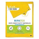Mipatex Tarpaulin Sheet Waterproof Heavy Duty 5ft x 6ft, Poly Tarp with Aluminium Eyelets Every 3 feet - Multipurpose 150 GSM Plastic Cover for Truck, Roof, Rain, Outdoor or Sun (Yellow)