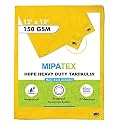 Mipatex Tarpaulin Sheet Waterproof Heavy Duty 5ft x 6ft, Poly Tarp with Aluminium Eyelets Every 3 feet - Multipurpose 150 GSM Plastic Cover for Truck, Roof, Rain, Outdoor or Sun (Yellow)
