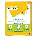 Mipatex Tarpaulin Sheet Waterproof Heavy Duty, Poly Tarp with Aluminium Eyelets Every 3 feet - Multipurpose Plastic Cover for Truck, Roof, Rain, Outdoor or Sun (Yellow) (130 GSM, 5ft x 6ft)