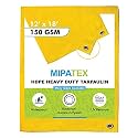 Mipatex Tarpaulin Sheet Waterproof Heavy Duty 5ft x 6ft, Poly Tarp with Aluminium Eyelets Every 3 feet - Multipurpose 150 GSM Plastic Cover for Truck, Roof, Rain, Outdoor or Sun (Yellow)