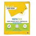Mipatex Tarpaulin Sheet Waterproof Heavy Duty 12ft x 15ft, Poly Tarp with Aluminium Eyelets Every 3 feet - Multipurpose 200 GSM Plastic Cover for Truck, Home Roof, Rain, Outdoor or Sun (Yellow)
