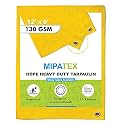 Mipatex Tarpaulin Sheet Waterproof Heavy Duty, Poly Tarp with Aluminium Eyelets Every 3 feet - Multipurpose Plastic Cover for Truck, Roof, Rain, Outdoor or Sun (Yellow) (130 GSM, 5ft x 6ft)