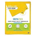 Mipatex Tarpaulin Sheet Waterproof Heavy Duty 5ft x 6ft, Poly Tarp with Aluminium Eyelets Every 3 feet - Multipurpose 150 GSM Plastic Cover for Truck, Roof, Rain, Outdoor or Sun (Yellow)