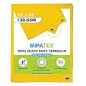 Mipatex Tarpaulin Sheet Waterproof Heavy Duty, Poly Tarp with Aluminium Eyelets Every 3 feet - Multipurpose Plastic Cover for Truck, Roof, Rain, Outdoor or Sun (Yellow) (130 GSM, 5ft x 6ft)