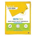 Mipatex Tarpaulin Sheet Waterproof Heavy Duty, Poly Tarp with Aluminium Eyelets Every 3 feet - Multipurpose Plastic Cover for Truck, Roof, Rain, Outdoor or Sun (Yellow) (130 GSM, 5ft x 6ft)