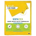 Mipatex Tarpaulin Sheet Waterproof Heavy Duty 5ft x 6ft, Poly Tarp with Aluminium Eyelets Every 3 feet - Multipurpose 150 GSM Plastic Cover for Truck, Roof, Rain, Outdoor or Sun (Yellow)