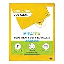 Mipatex Tarpaulin Sheet Waterproof Heavy Duty 6ft x 6ft, Poly Tarp with Aluminium Eyelets Every 3 feet - Multipurpose 200 GSM Plastic Cover for Truck, Roof, Rain, Outdoor or Sun (Yellow)