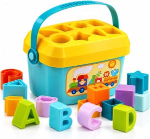 mira farmcraft babys first shape sorting blocks learning activity toys with 16 building blocks