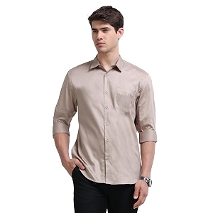 Miraan Mens Satin Long Sleeve Casual Shirt