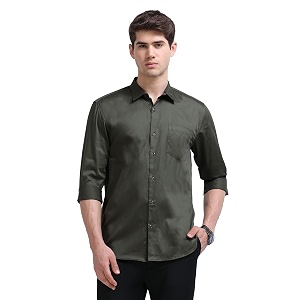 Miraan Mens Satin Long Sleeve Casual Shirt