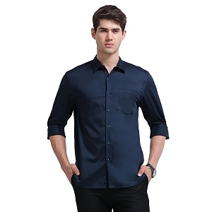 Miraan Mens Satin Long Sleeve Casual Shirt