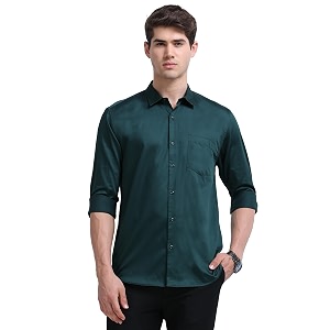 Miraan Mens Satin Long Sleeve Casual Shirt