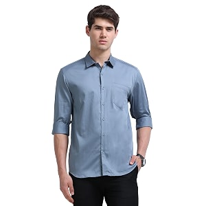 Miraan Mens Satin Long Sleeve Casual Shirt