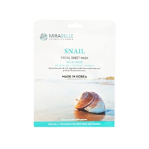 mirabelle snail korean face sheet mask for hydration  anti - aging  pack of 2