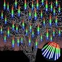 MIRADH Rain Drop LED Meteor Shower 192 LEDs 8 Tubes (11.8") | Icicle Falling Effect for Diwali, Christmas, New Year, Home & Outdoor Decoration, Balcony, Tree, Party Decor (Multi-Color)
