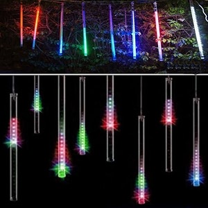 miradh rain drop lights led meteor shower lights 12 inch 8 tubes 24 leds icicle snow falling lights diwali lights for decoration for homelights for home decoration multicolor