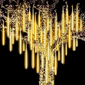 miradh rain drop lights led meteor shower 118 inch 8tubes 192 leds falling lights diwali lights for decoration for home for home decorationwarm-white