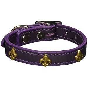 mirage pet products bronze fleur de lis widget leather dog collar size 12 purple