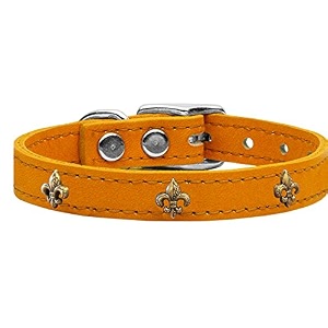 mirage pet products bronze fleur de lis widget leather dog collar size 12 mandarin