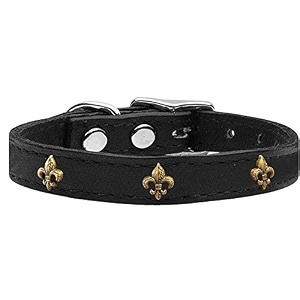 mirage pet products bronze fleur de lis widget leather dog collar size 10 black