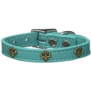 mirage pet products bronze fleur de lis widget leather dog collar size 10 jade