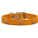 Mirage Pet Products Bronze Fleur De Lis Widget Leather Dog Collar, Size 20, Mandarin