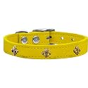 Mirage Pet Products Bronze Fleur De Lis Widget Leather Dog Collar, Size 24, Yellow