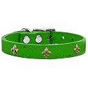 Mirage Pet Products Bronze Fleur De Lis Widget Leather Dog Collar, Size 22, Emerald Green