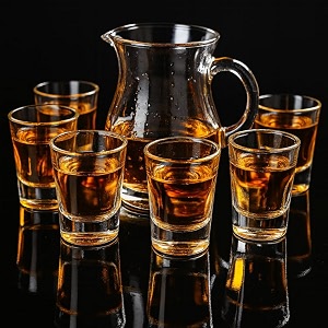 designer 25ml shot glasses set of 6 with 125 ml pitcher for brandy vodka and tequila 028
