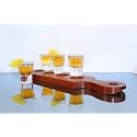 30 ml Tequila Shot Glass Set Set of 4 with Wooden Serving Tray Lemon Garnish Notch | Barware Gift Set for Home, Bar &amp; Party Use 194