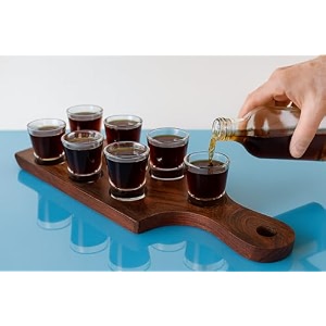 tequila serving set with 1 wodden tray and 6 shot glass 30 ml each mirakii-164