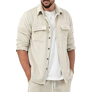 MiraMichi Mens Full Sleeve Corduroy Striped Casual