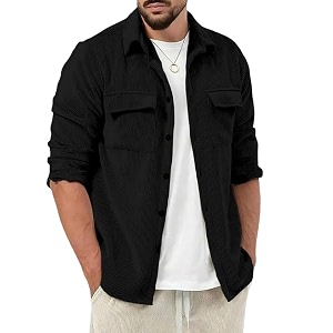 MiraMichi Mens Full Sleeve Corduroy Striped Casual