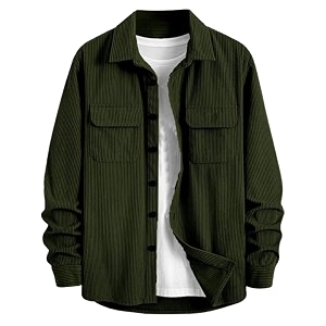 MiraMichi Mens Full Sleeve Corduroy Striped Casual