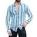 MiraMichi Men39s Striped Slim Fit Lycra Shirt