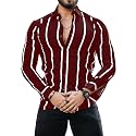 MiraMichi Men39s Striped Slim Fit Lycra Shirt