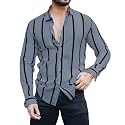 MiraMichi Men39s Striped Slim Fit Lycra Shirt