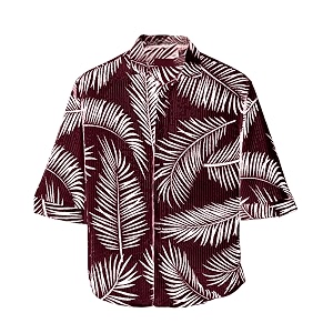 MiraMichi Mens Corduroy Printed Half Sleeve Casual