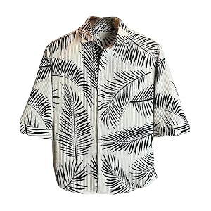 MiraMichi Mens Corduroy Printed Half Sleeve Casual
