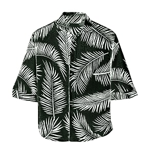MiraMichi Mens Corduroy Printed Half Sleeve Casual