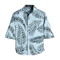 MiraMichi Mens Corduroy Printed Half Sleeve Casual