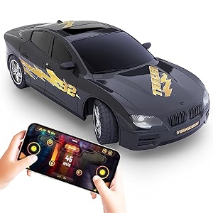 mirana tracer c-type usb rechargeable app controlled racing rc car high speed remote control car toy  immersive ar gameplay  gift for boys and kids girls charcoal black