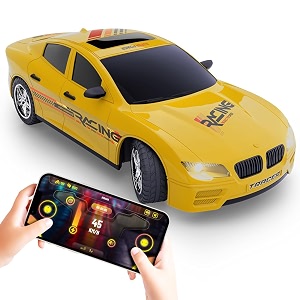 mirana tracer c-type usb rechargeable app controlled racing rc car high speed remote control car toy  immersive ar gameplay  gift for boys and kids girls cadmium yellow