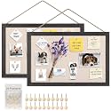 Miratino 2-Pack Cork Board with Linen 16x11 inch Bulletin Board Wall Decor Hanging Pin Wood Framed Display Bulletin Cork Picture Board Light for Room School Office Bedroom 20-Pushpin Vintage Black