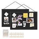 Miratino Bulletin Board Pin Board, 16 "x11 Black Linen Cork Boards for Walls, Wood Framed Display Bulletin Cork Picture Board for Office Room School Bedroom (2-Pack)
