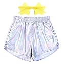Mirawise Girls Metallic Shorts Shiny Hot Pants Sparkly Dance Outfits Short Pants with Sunglasses